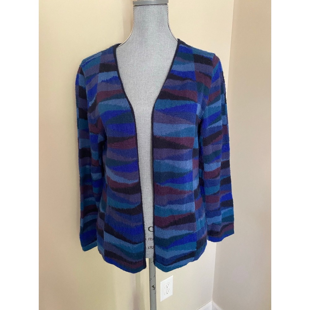 Tabask Women's Striped Knit Open Front Cardigan Peru Sweater S-M Alpaca Blend